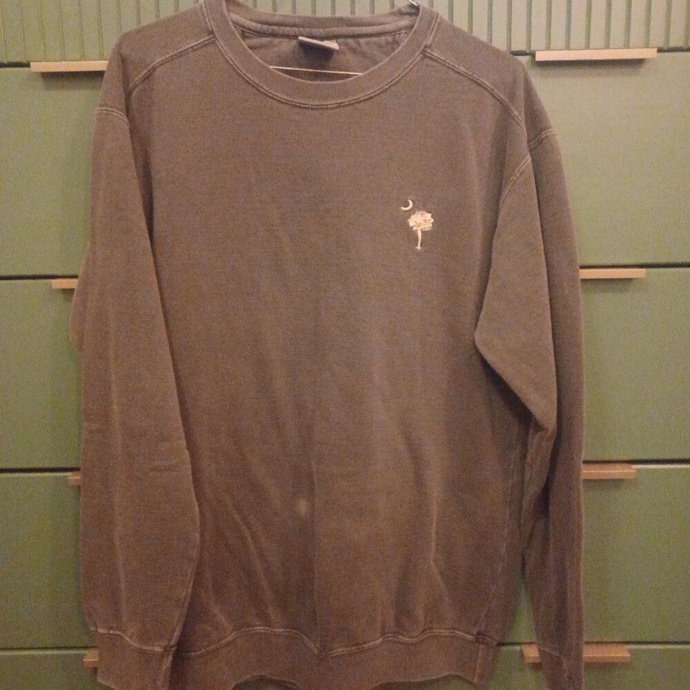 Cozy faded crew neck sweatshirt palm tree moon